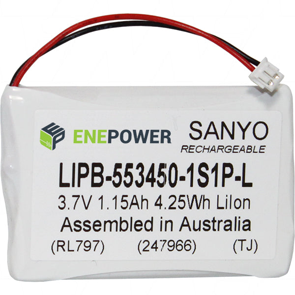 3.7V 1.15Ah High Capacity LiIon Battery with CE-L JST ZHR-2 Connector