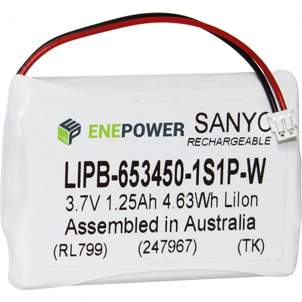 3.7V 1.25Ah High Capacity LiIon Battery with CE-W JST ZHR-2 Connector