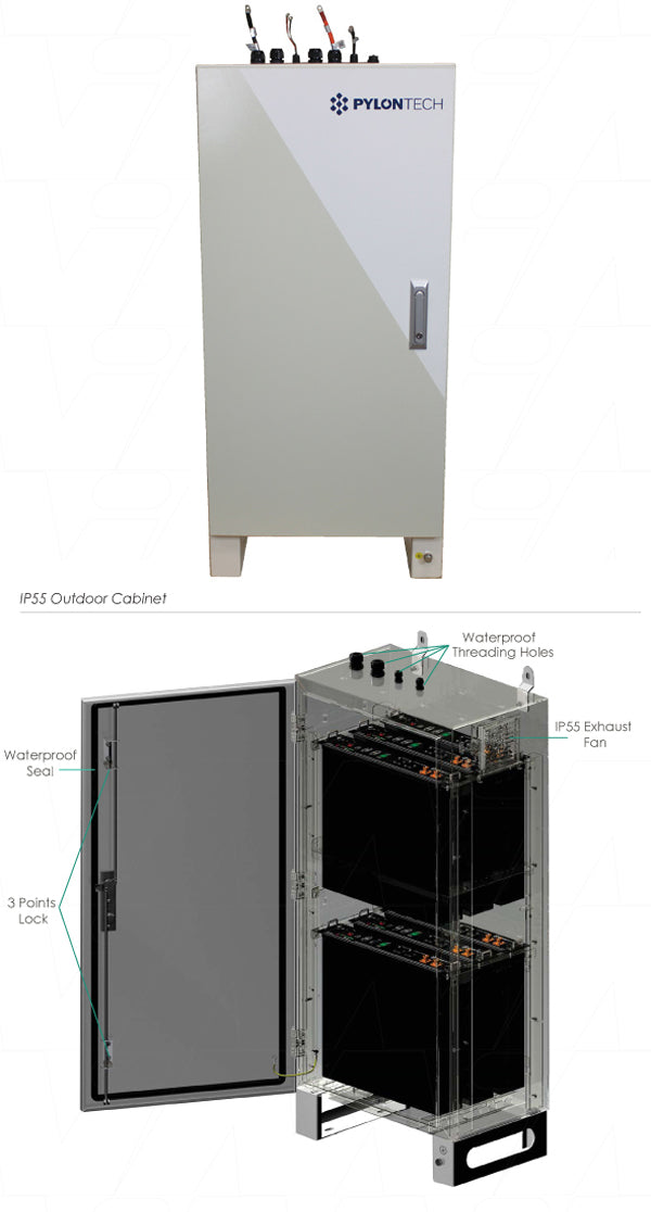 Outdoor IP55 Cabinet Rack for up to 6 x US2000 or 4 x US3000 or UP2500 Series 19 Units - - Comes Pre-Wired