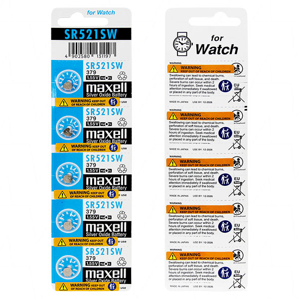 Maxell 1.55V 16mAh Silver Oxide Watch Battery (V379)