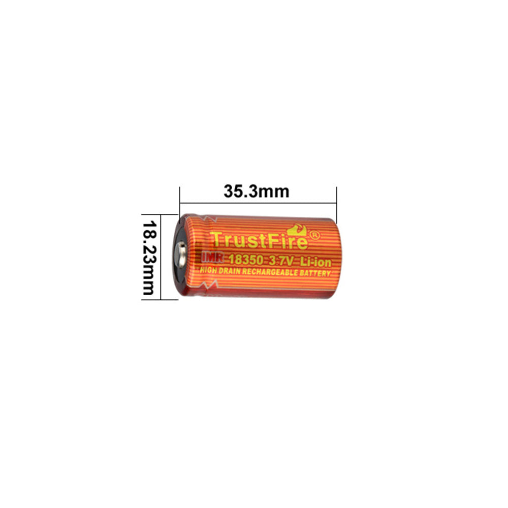 Trustfire 18350 3.7V 900mAh 5C 4.5A High Rate Discharge Button Top No IC