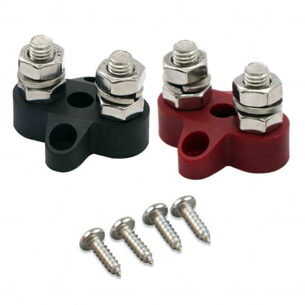 Dual Terminal Stud M8-linked set (1 red/1 black)