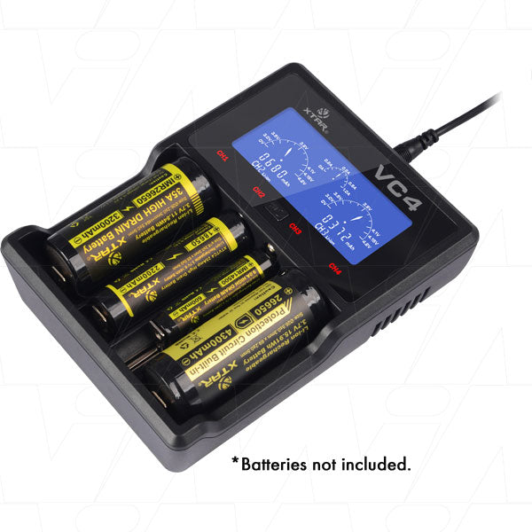 XTAR VC4 1-4 Cell Lithium Ion - NiMH Battery Charger with USB Input and LCD Display