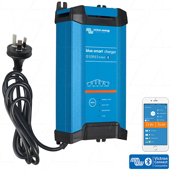 Blue Smart IP22 SLA/LiFePO4 Charger 12V 30A Triple Output Fan Assisted BPC123048012 (AU/NZ Plug)