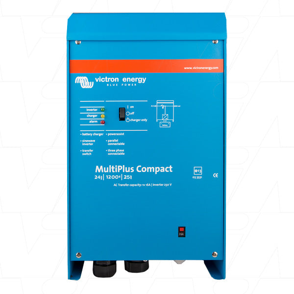 MultiPlus Compact Inverter & SLA/LiFePO4 Charger 24V 1200VA 25A - 16A TRANSFER SWITCH