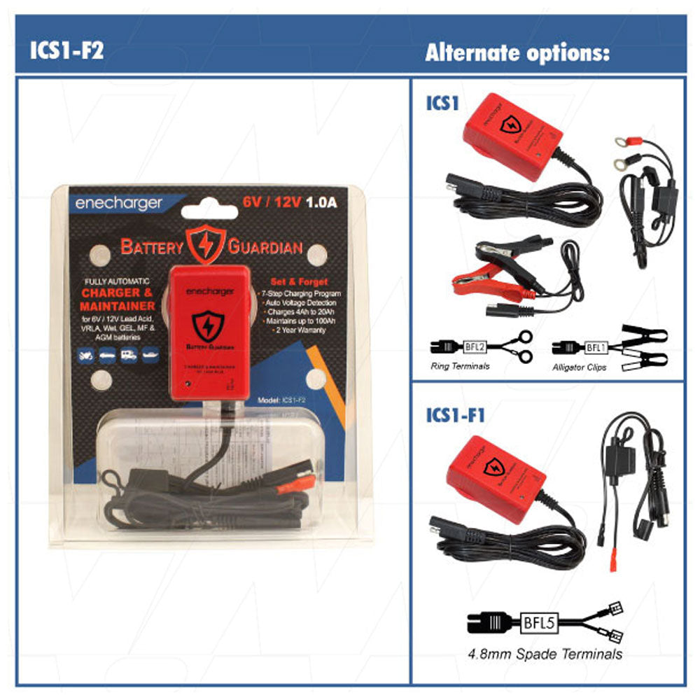 Enecharger ICS1-F2 Battery Guardian - 6V-12V 1.0A 7 Step automatic SLA battery charger