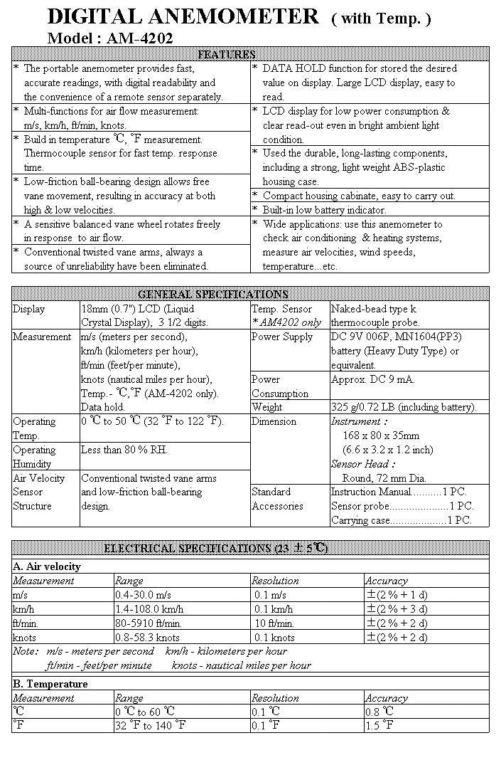 Anemometer With Temperature