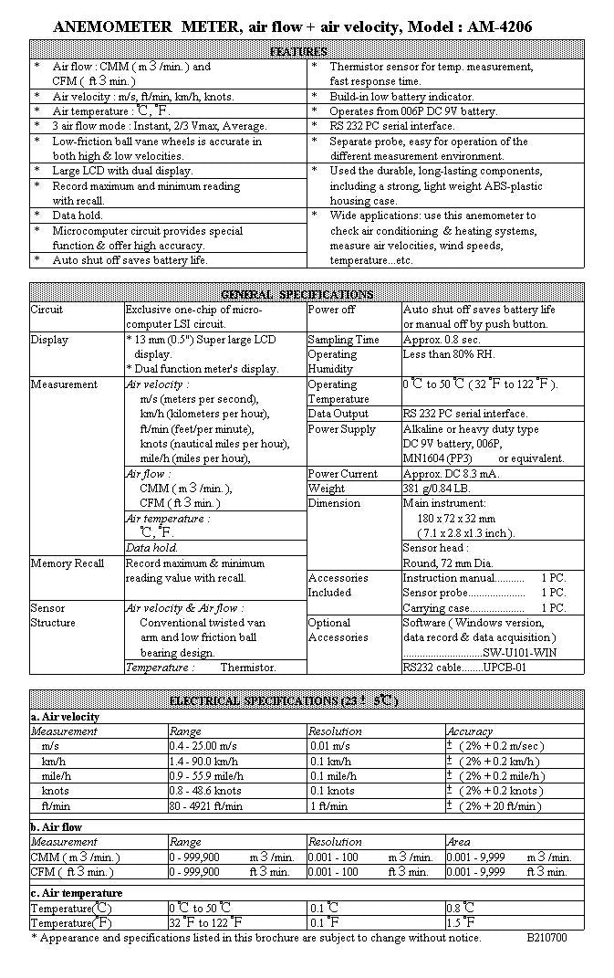 Anemometer - Air Flow & Air Velocity