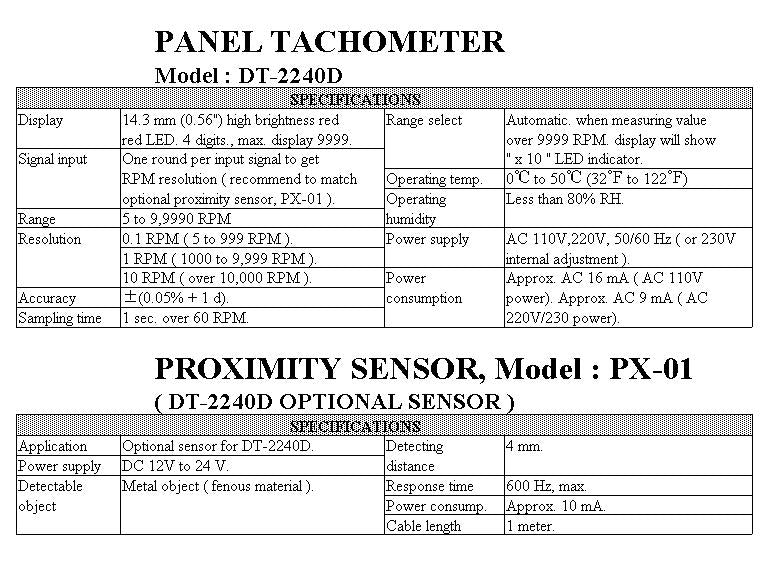 Tachometer Input 5-100K RPM Power Supply Ac240V/50Hz