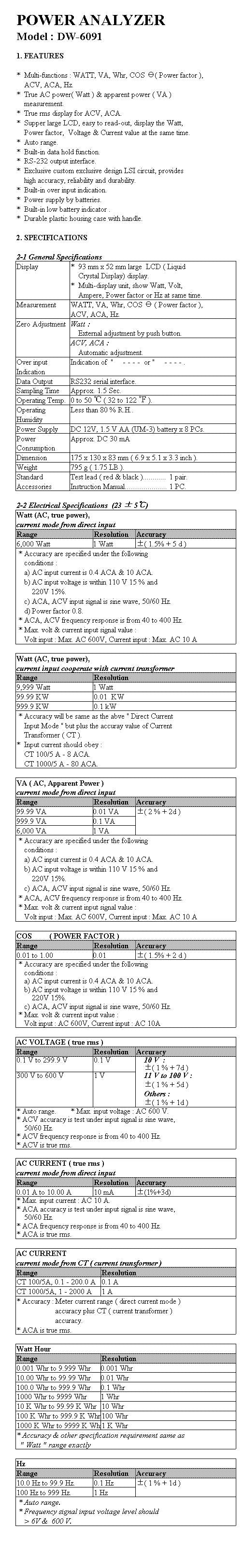 Economy Power Analyser With RS232 Interface