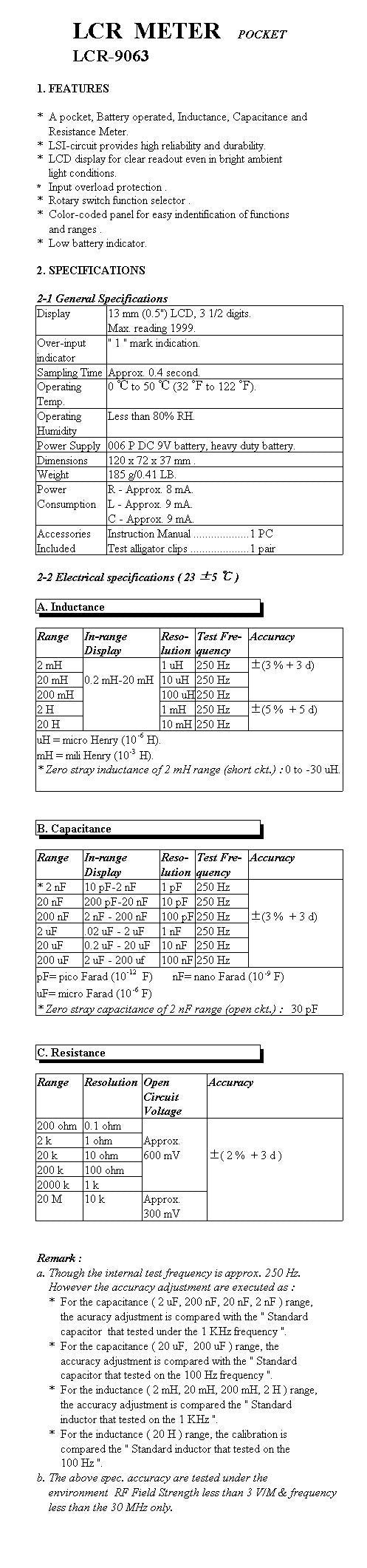 LCR Meter - Pocket Type