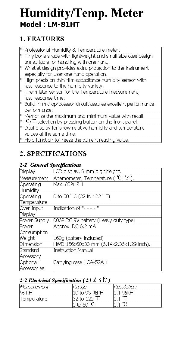 Humidity/Temperature Meter