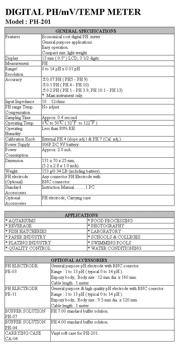 PH Meter - Pocket Type PH Electrode Optional