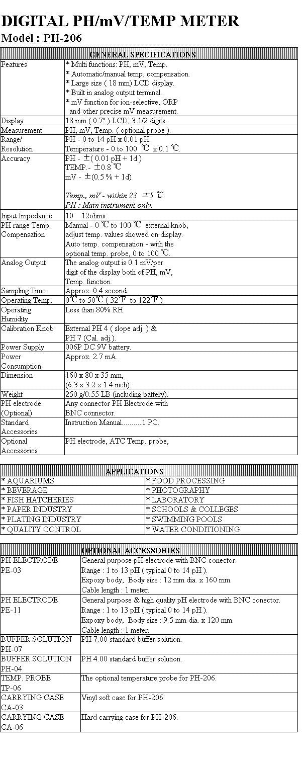 PH Meter -Multi Function PH Electrode Optional