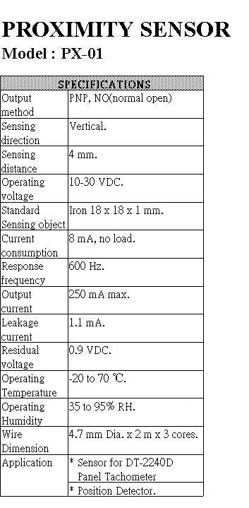 Proximity Sensor (Operation Voltage DC12-24V)