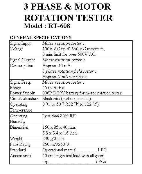 3 PHase/Motor Rotation Tester