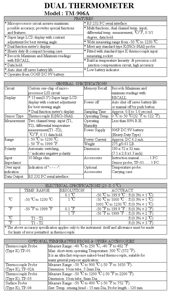 Thermometer - Multi Function + RS232 Probe Optional