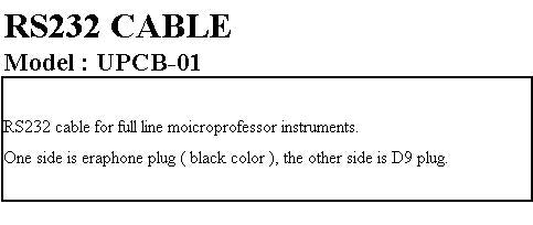 RS232 Cable For Microproccessor Instruments