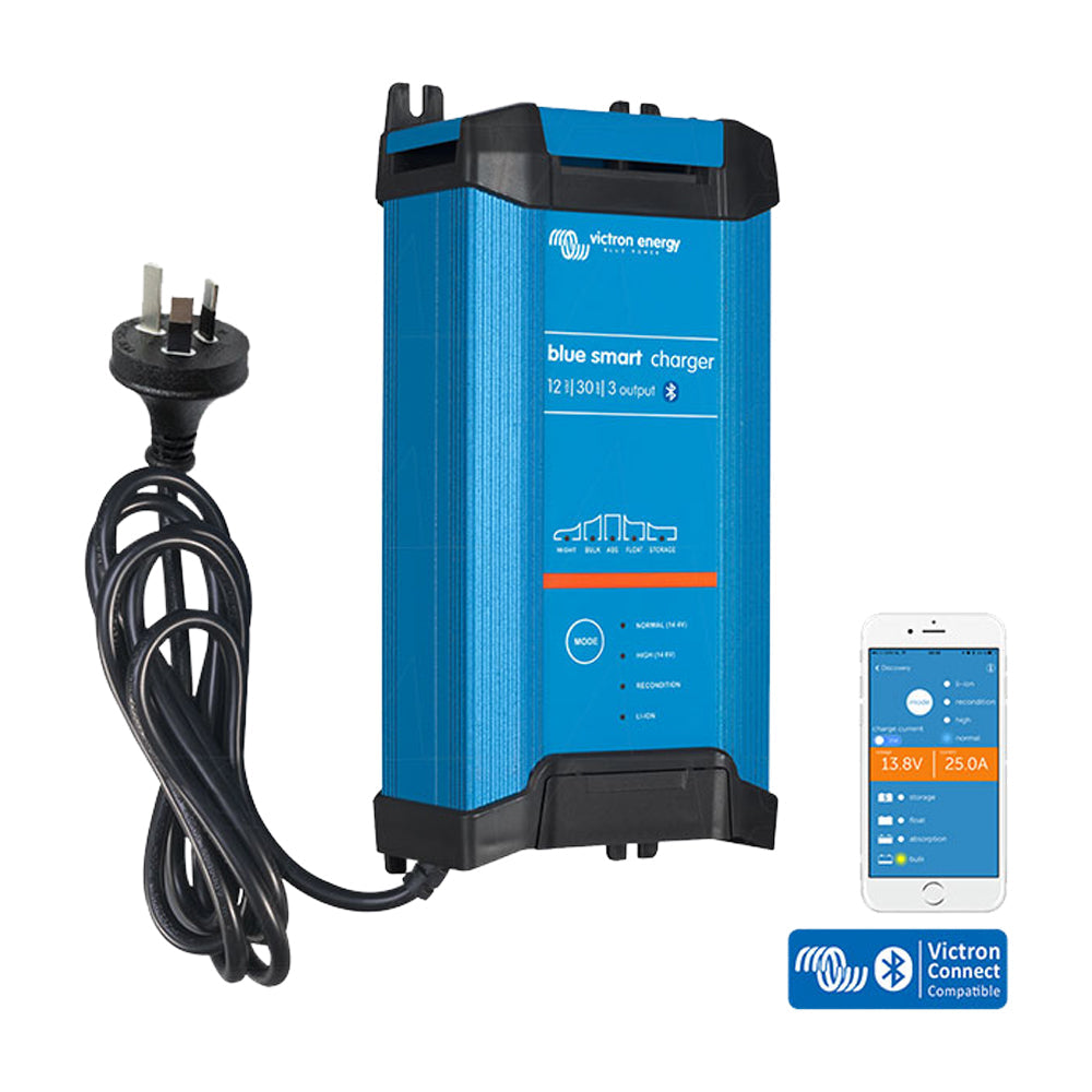 Blue Smart IP22 SLA-LiFePO4 Charger 12V 30A with Triple Output Fan